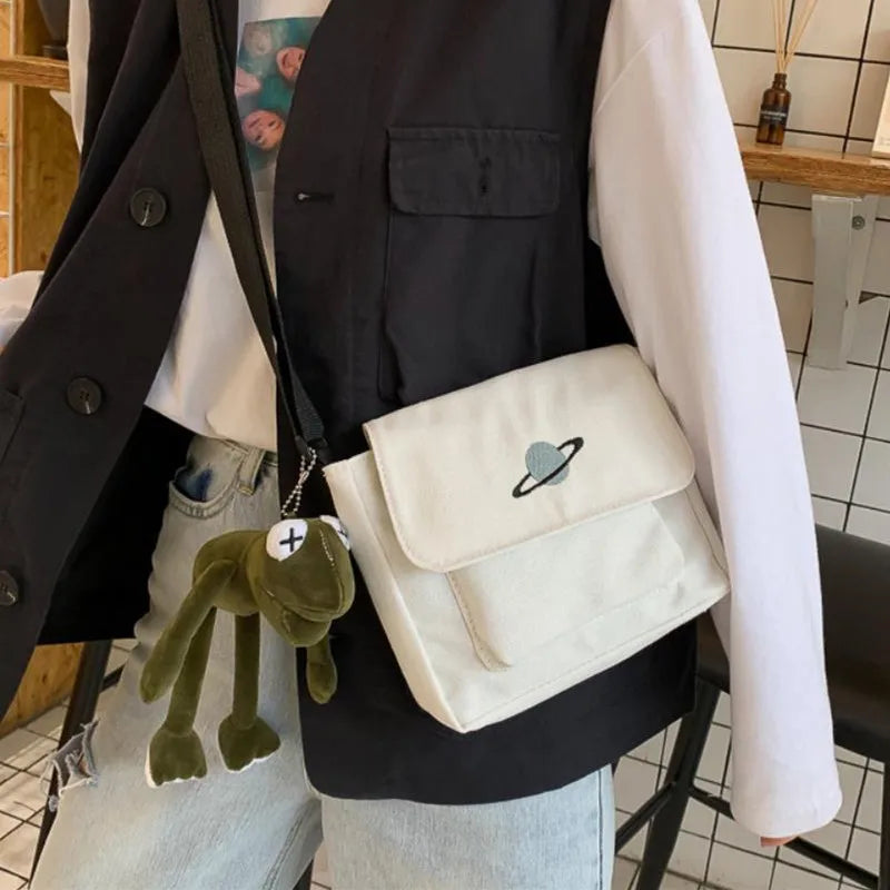 Canvas Diagonal Crossbody Bags Youth Small Handbags Shoulder Bag
