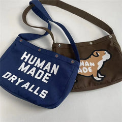 Canvas Dog Graphic Snap Button Vintage Backpacks