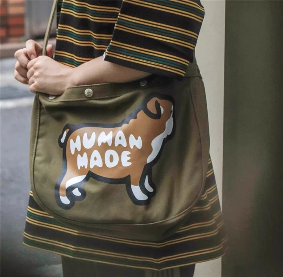 Canvas Dog Graphic Snap Button Vintage Backpacks