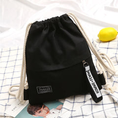 Canvas Drawstring Backpack School Gym Drawstring Bag Casual String Knapsack