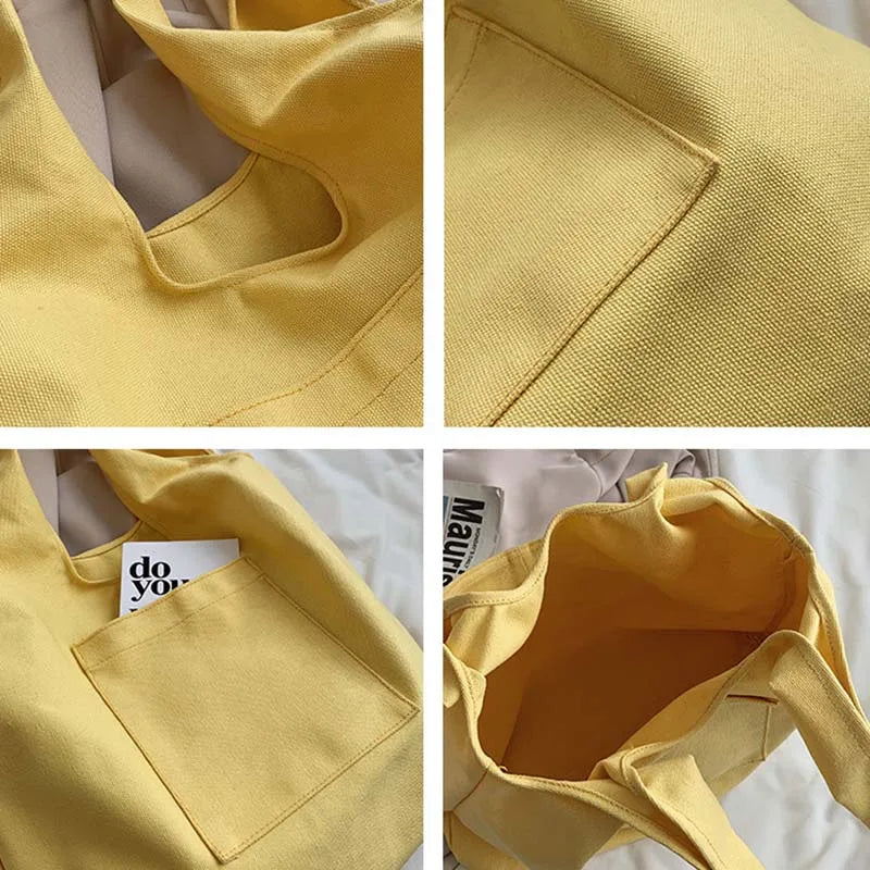 Canvas Eco Shoulder Bags Women Minimalist Students Book School Shopping Totes