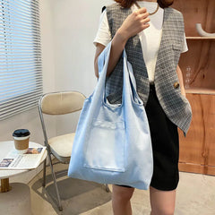 Canvas Eco Shoulder Bags Women Minimalist Students Book School Shopping Totes