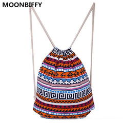 Canvas Backpack Drawstring Bag for Teen Girls Casual Women Backpack