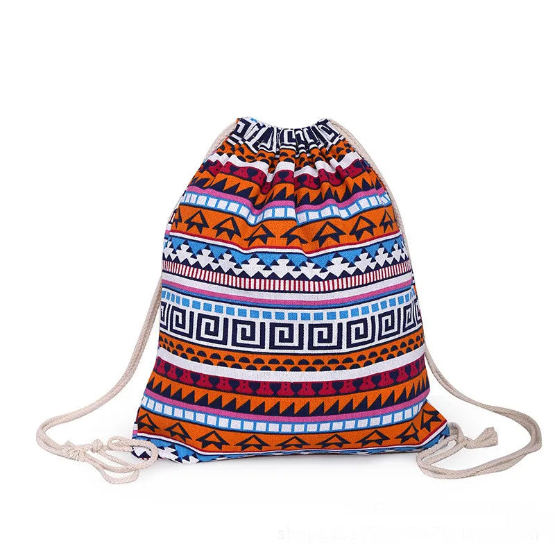 Canvas Backpack Drawstring Bag for Teen Girls Casual Women Backpack