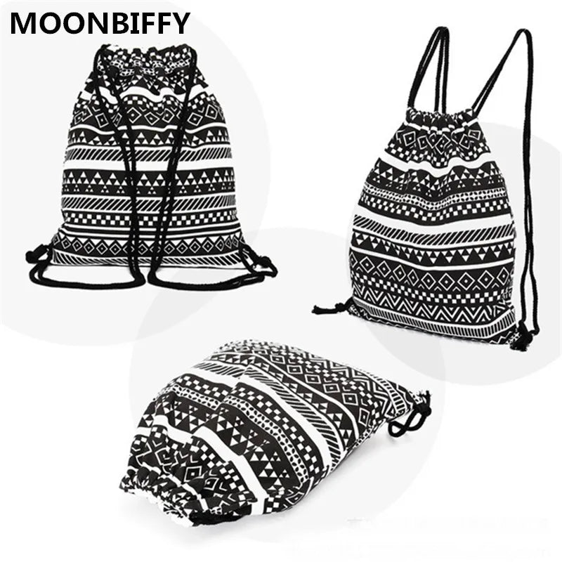 Canvas Backpack Drawstring Bag for Teen Girls Casual Women Backpack