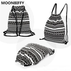 Canvas Backpack Drawstring Bag for Teen Girls Casual Women Backpack