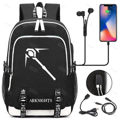 Arknights School Backpack USB Charging Laptop Travel Bags