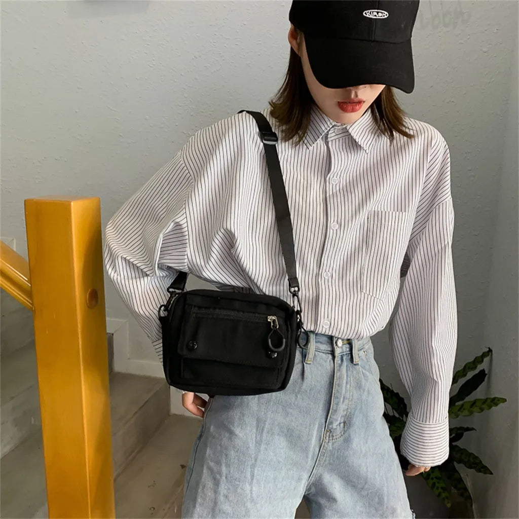Canvas Handbag Solid Casual Tote Shoulder Bag Zipper Crossbody Bags