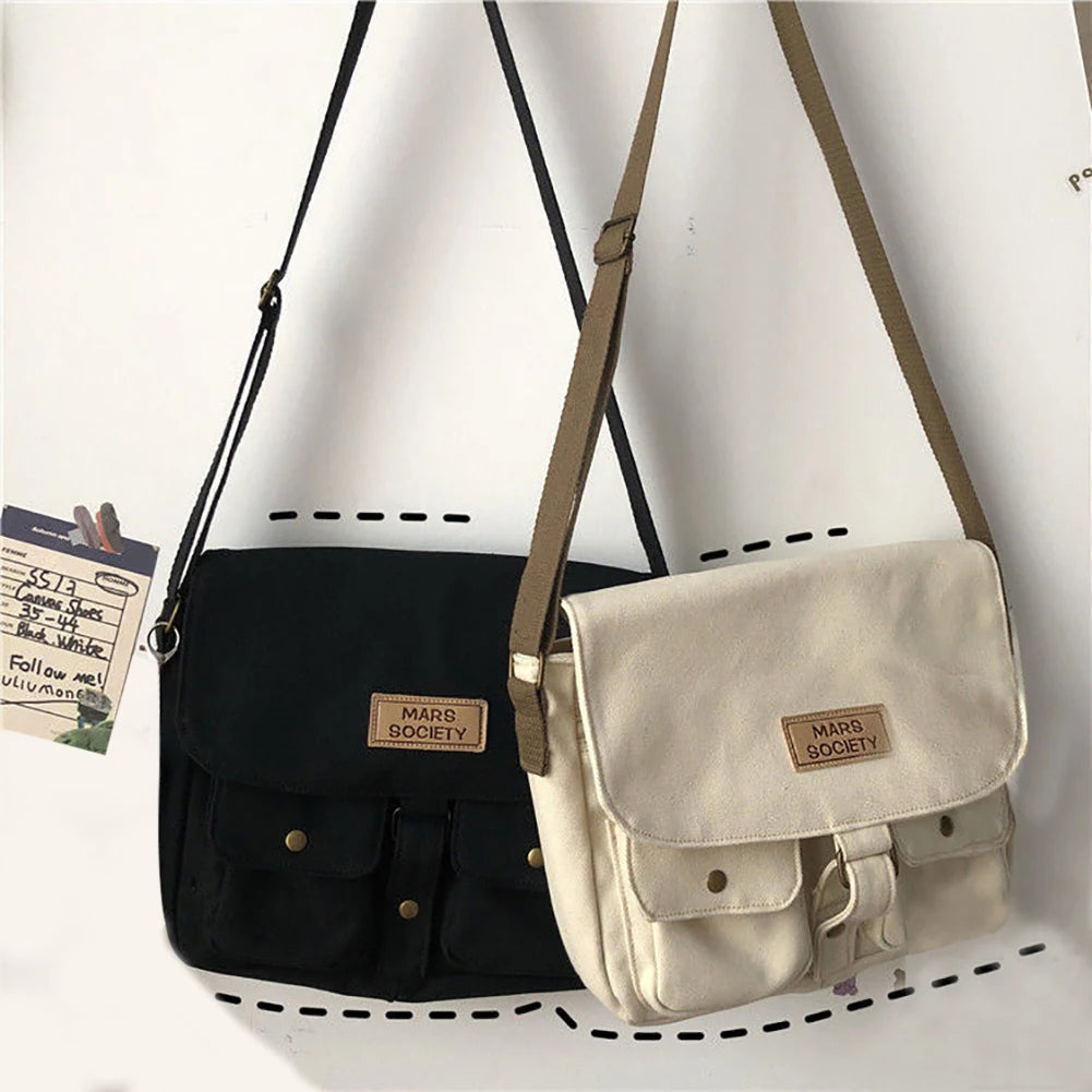 Canvas Shoulder Bags for Teenage Girls Harajuku Messenger Bag