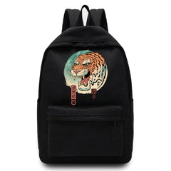 Canvas High School Bag Casual Cat Pattern Printed Men Backpack