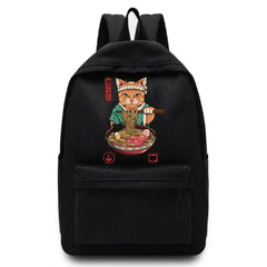 Canvas High School Bag Casual Cat Pattern Printed Men Backpack