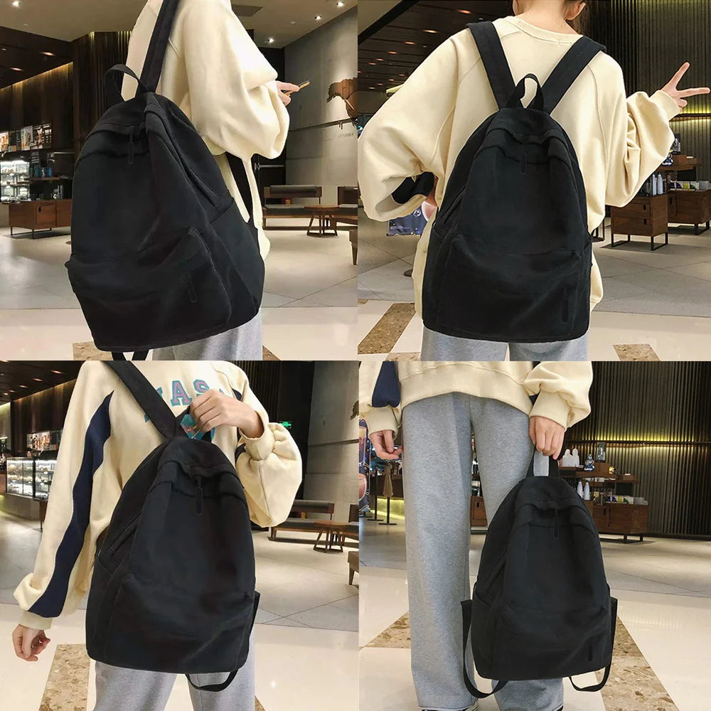 Canvas High School Bag Casual Cat Pattern Printed Men Backpack