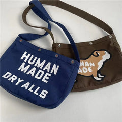 Canvas Cartoon Graphic Human Dog Bag Vintage Backpacks