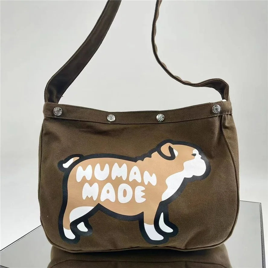 Canvas Cartoon Graphic Human Dog Bag Vintage Backpacks
