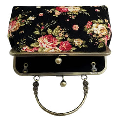 Canvas Kiss Lock Bag Handbag For Women Cheongsam Special Flower Winter Clasp