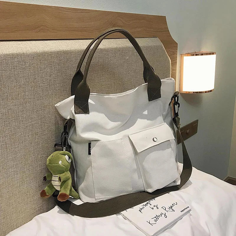 Canvas Ladies Handbag Shoulder Bag Version Buckle Ladies Crossbody Bag