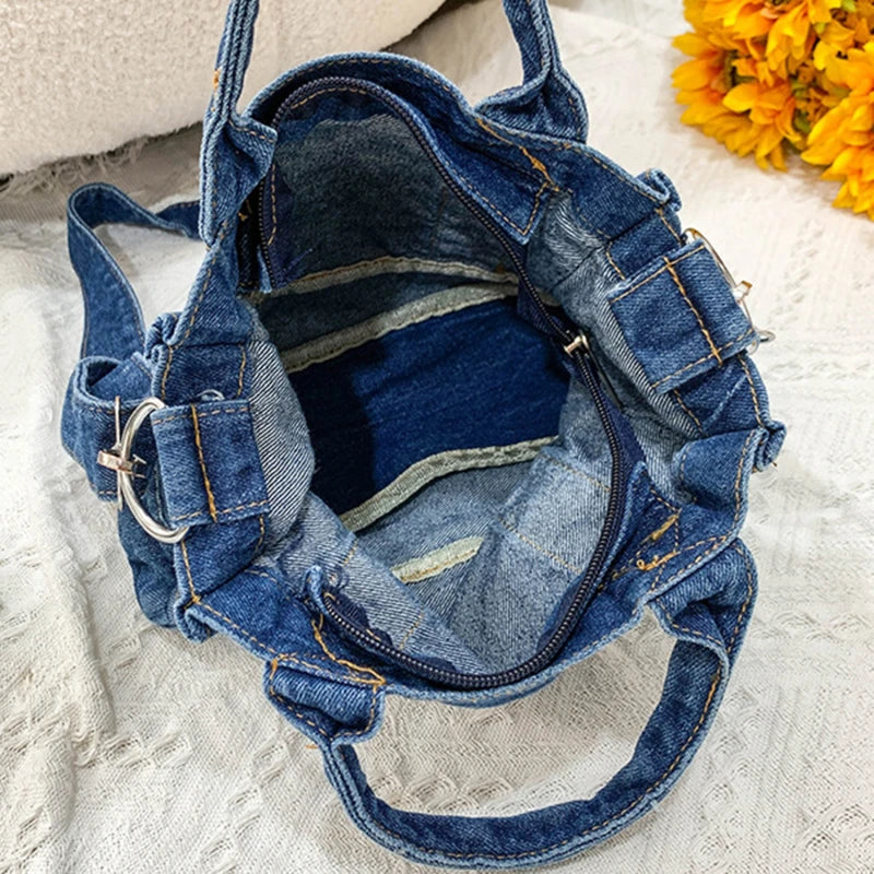 Canvas Ladies Small Shoulder Bag Girl Casual Tote Handbag Zipper Purse