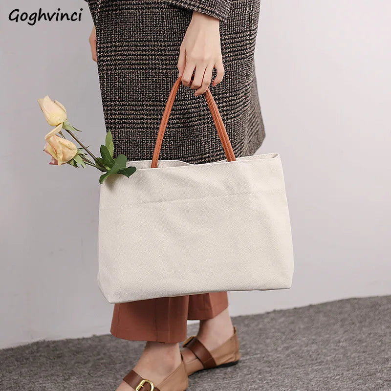 Canvas Large Shoulder Bag Women Casual Tote Ladies Storage Bag