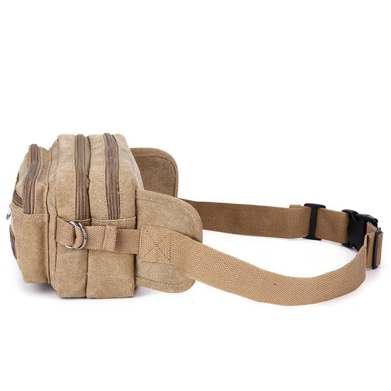 Canvas Men Waist Packs Messager Shoulder Bags Vintage Outdoor Traval Bag