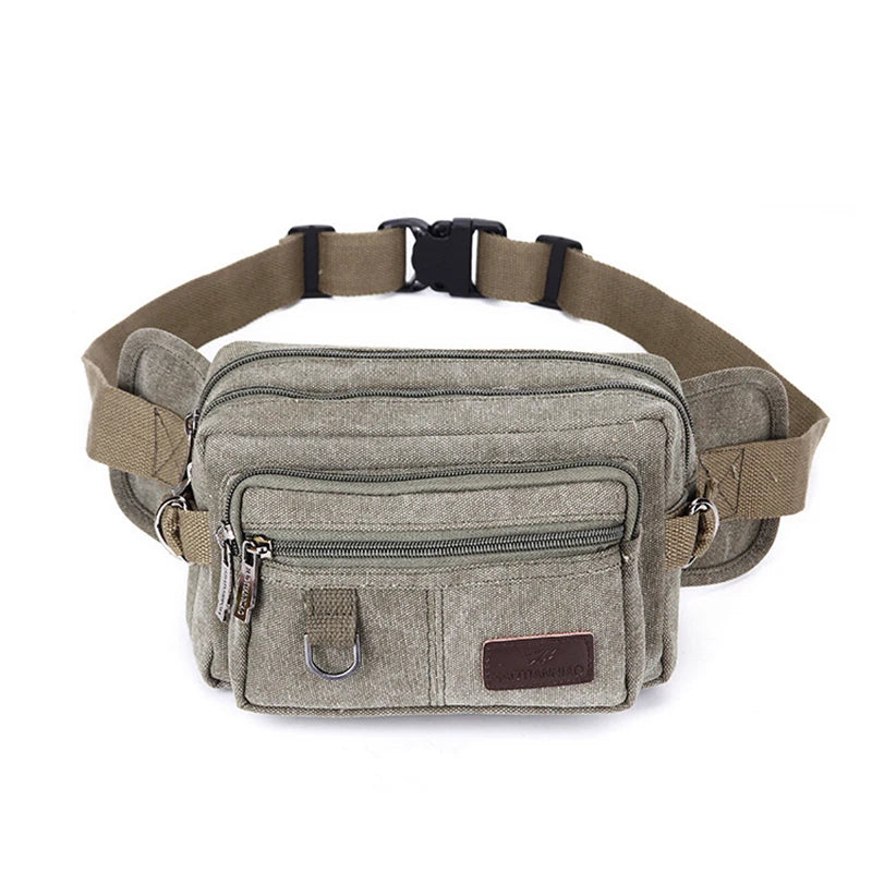Canvas Men Waist Packs Messager Shoulder Bags Vintage Outdoor Traval Bag