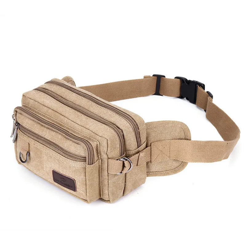 Canvas Men Waist Packs Messager Shoulder Bags Vintage Outdoor Traval Bag
