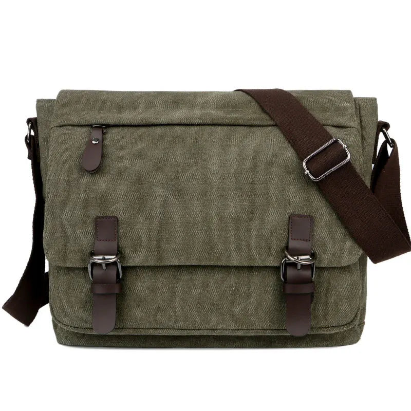 Canvas Messenger Bag For Men Vintage Briefcase Large Capacity Crossbody Bags