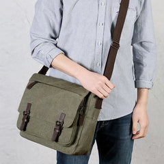 Canvas Messenger Bag For Men Vintage Briefcase Large Capacity Crossbody Bags