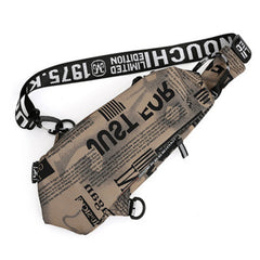 Punk Retro Letter Chest Bag Waterproof Nylon Shoulder Bag