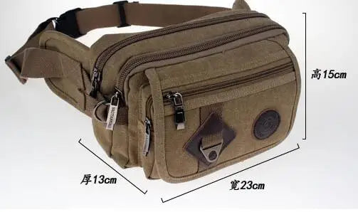 Canvas Messenger Bag Pockets Riding Anti-Theft Small Men Waist Bag