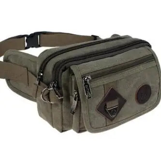 Canvas Messenger Bag Pockets Riding Anti-Theft Small Men Waist Bag