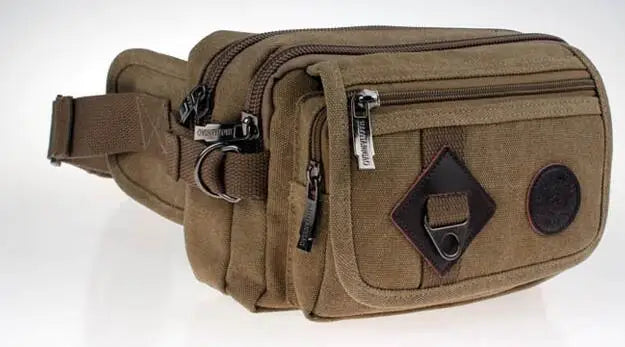Canvas Messenger Bag Pockets Riding Anti-Theft Small Men Waist Bag