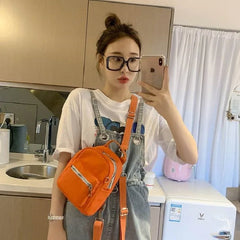 Canvas Mini Backpack For Girls Orange Purple Cloth Purse Phone Bag