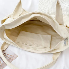 Canvas Multi-Pockets Handbag School Teacher Leisure Top-Handle Bag Teenager Tote