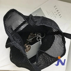 Canvas Multifunction Bag Hollow Mesh Large Capacity Shoulder Bag