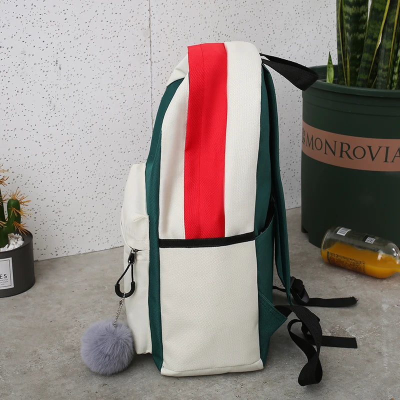 Canvas Panelled Large Capacity Shoulder Bags Women 4pcs/set