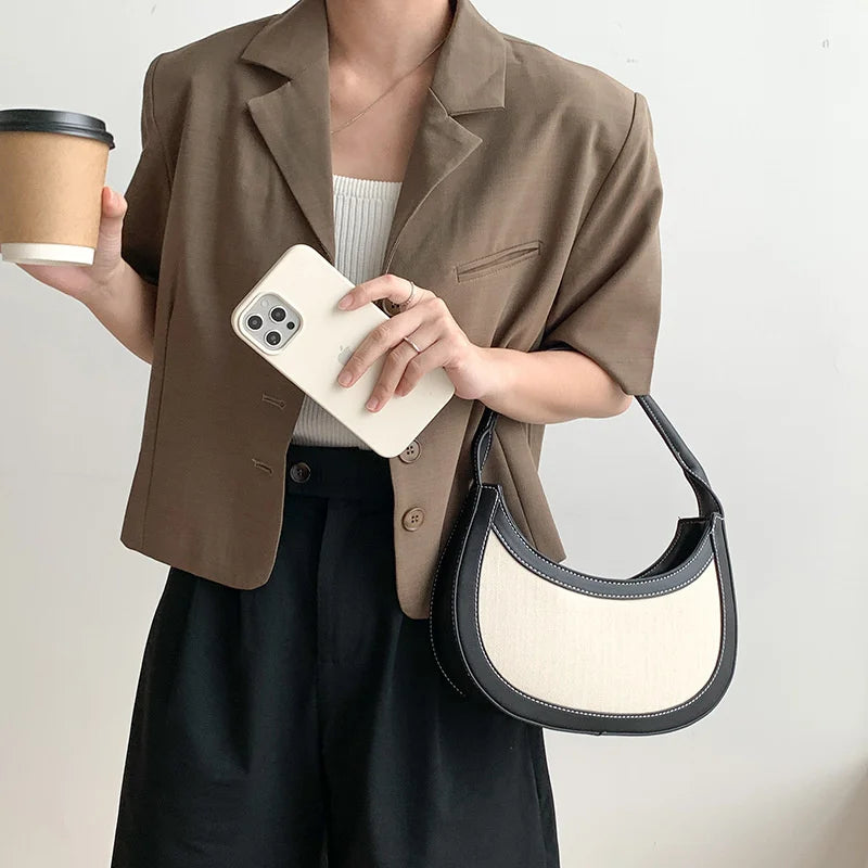 Canvas Patchwork Shoulder Side Bags For Women Winter Bag Ladies