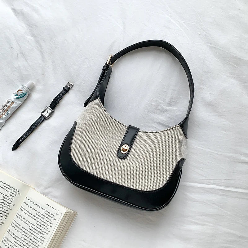 Canvas Patchwork Small Shoulder Bags For Women
