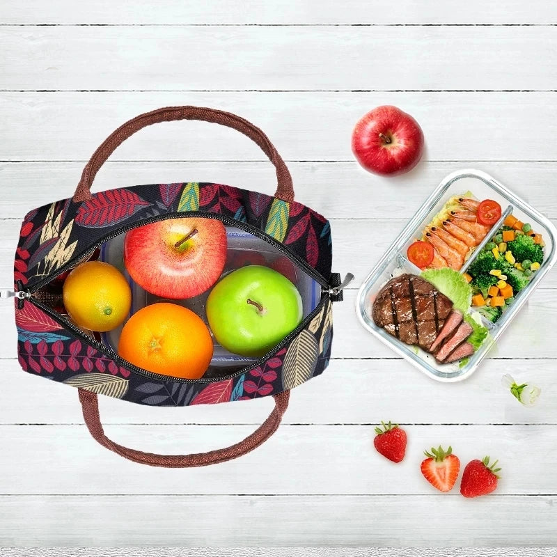Canvas Portable Cooler Lunch Bag Thermal Insulated Multifunction Food Bags