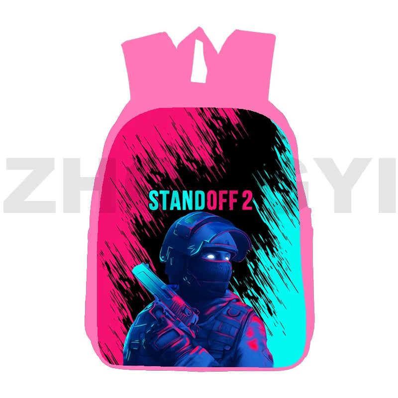 Canvas Print Standoff 2 Backpack Women Travel Shoulder Bag Pink 12/16 Inch