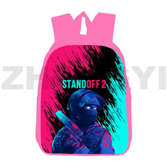 Canvas Print Standoff 2 Backpack Women Travel Shoulder Bag Pink 12/16 Inch