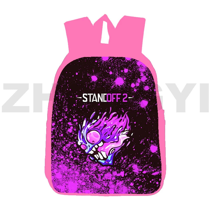 Canvas Print Standoff 2 Backpack Women Travel Shoulder Bag Pink 12/16 Inch