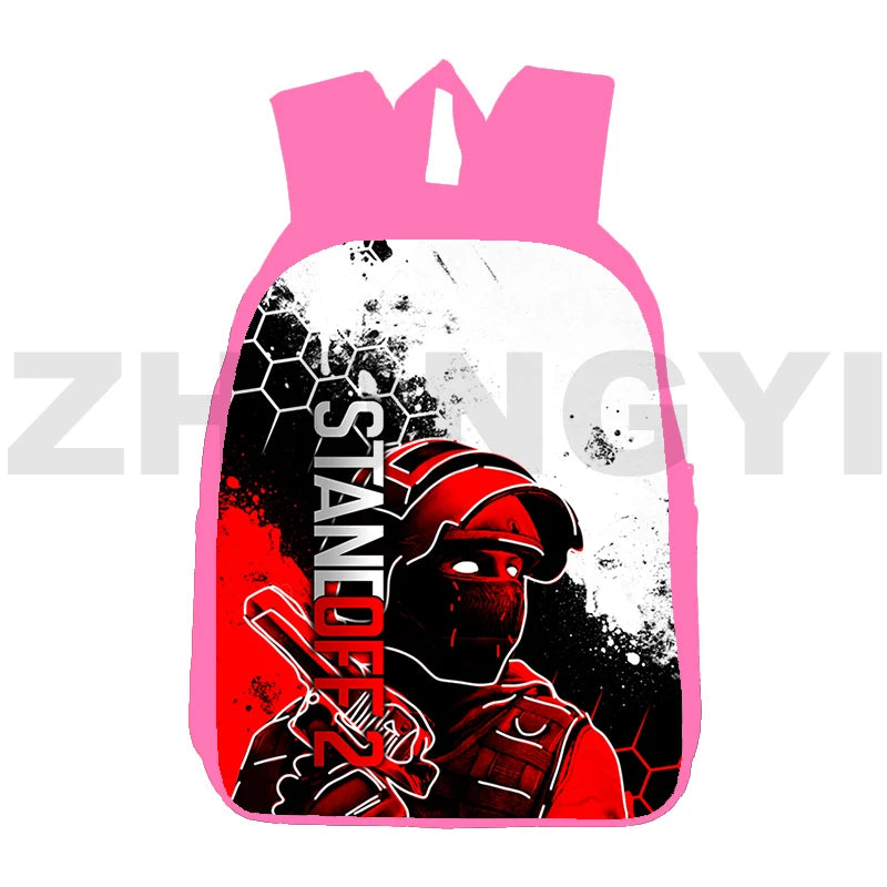Canvas Print Standoff 2 Backpack Women Travel Shoulder Bag Pink 12/16 Inch