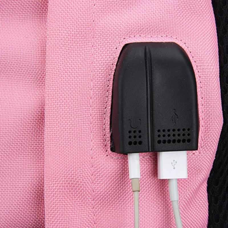 Canvas School Bags for Girls Teenagers Backpack Women Bookbag USB Charging