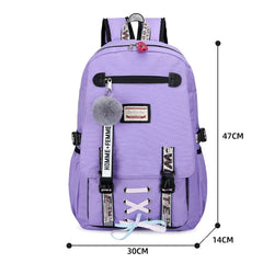 Canvas School Bags for Girls Teenagers Backpack Women Bookbag USB Charging