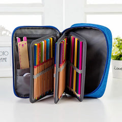Canvas School Pencil Cases 72 Holes Multifunction Storage Bag Pouch