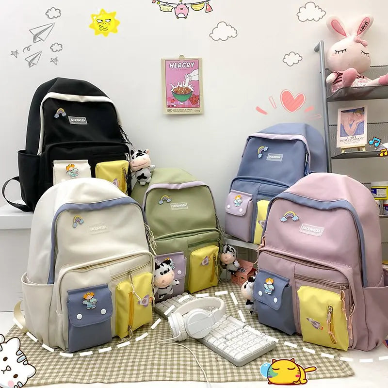Canvas Schoolbags For Teenage Girls Children Shoulder Bags Female Backpack