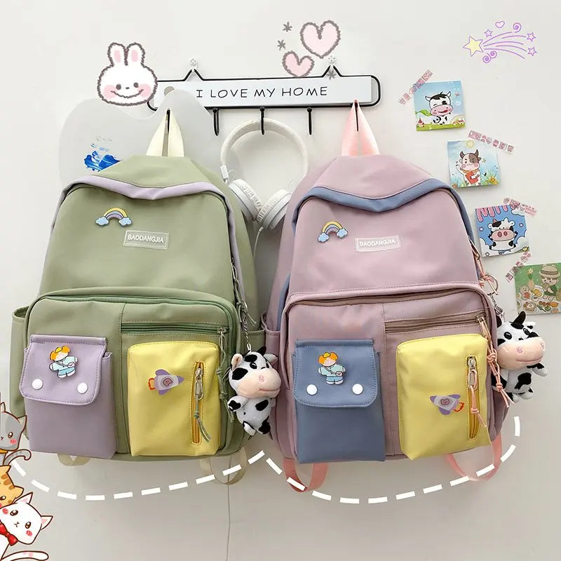 Canvas Schoolbags For Teenage Girls Children Shoulder Bags Female Backpack