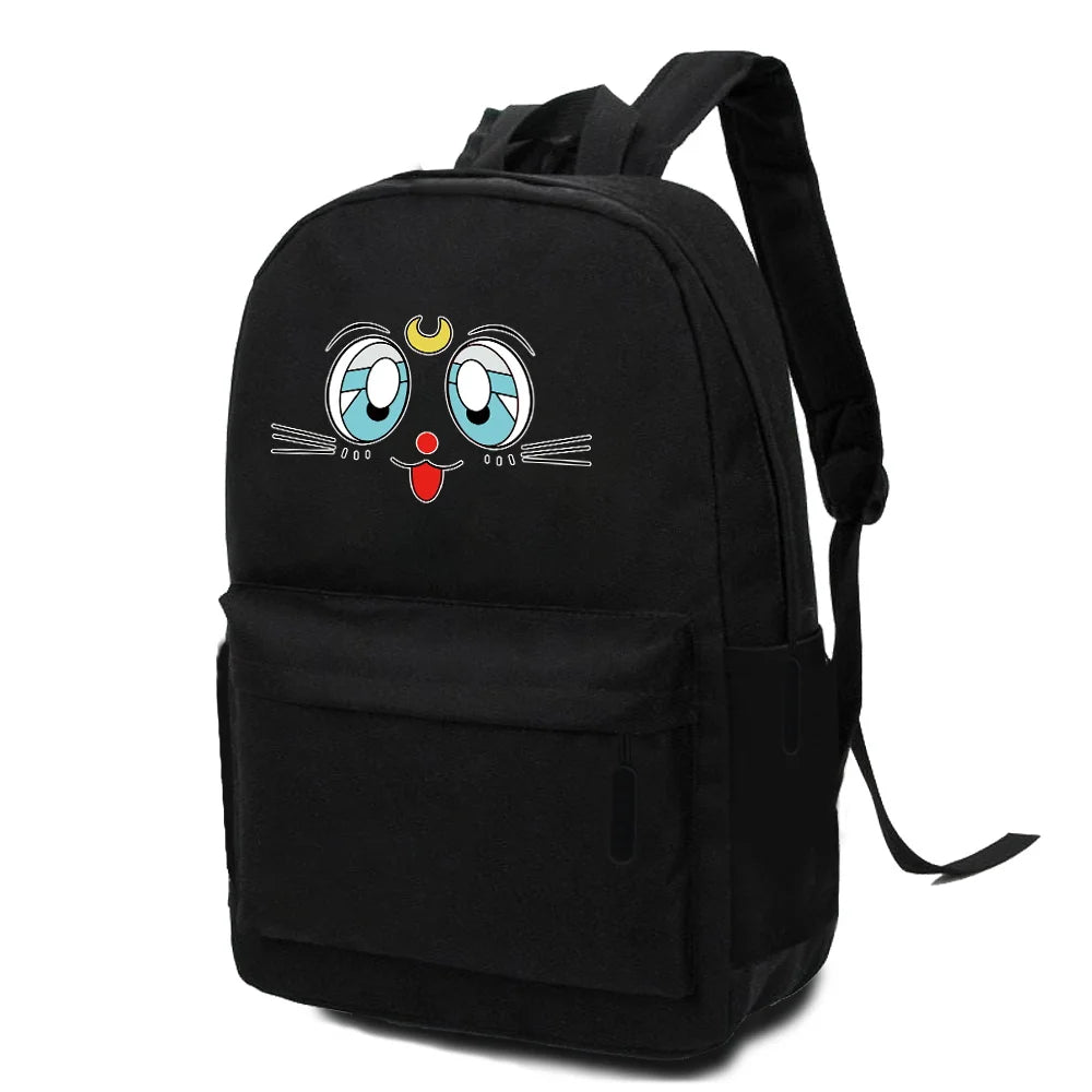 Canvas Shoulder Backpack Youth Travel Camping Portable Anime Print Bag
