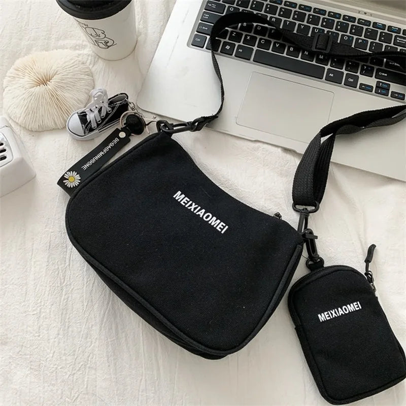 Canvas Shoulder Bag Casual Crossbody Bag Women Side Female Satchels Girls Studen