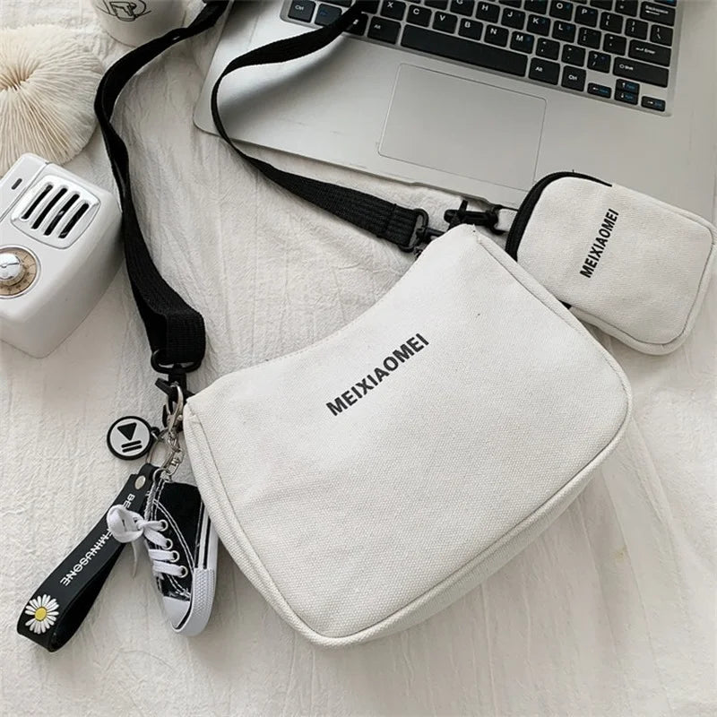 Canvas Shoulder Bag Casual Crossbody Bag Women Side Female Satchels Girls Studen